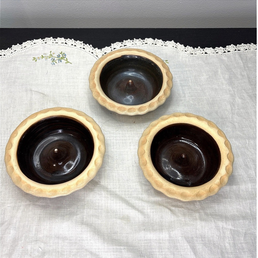 Shadowlawn Stoneware Pottery Apple Baking Bowls Set of 3